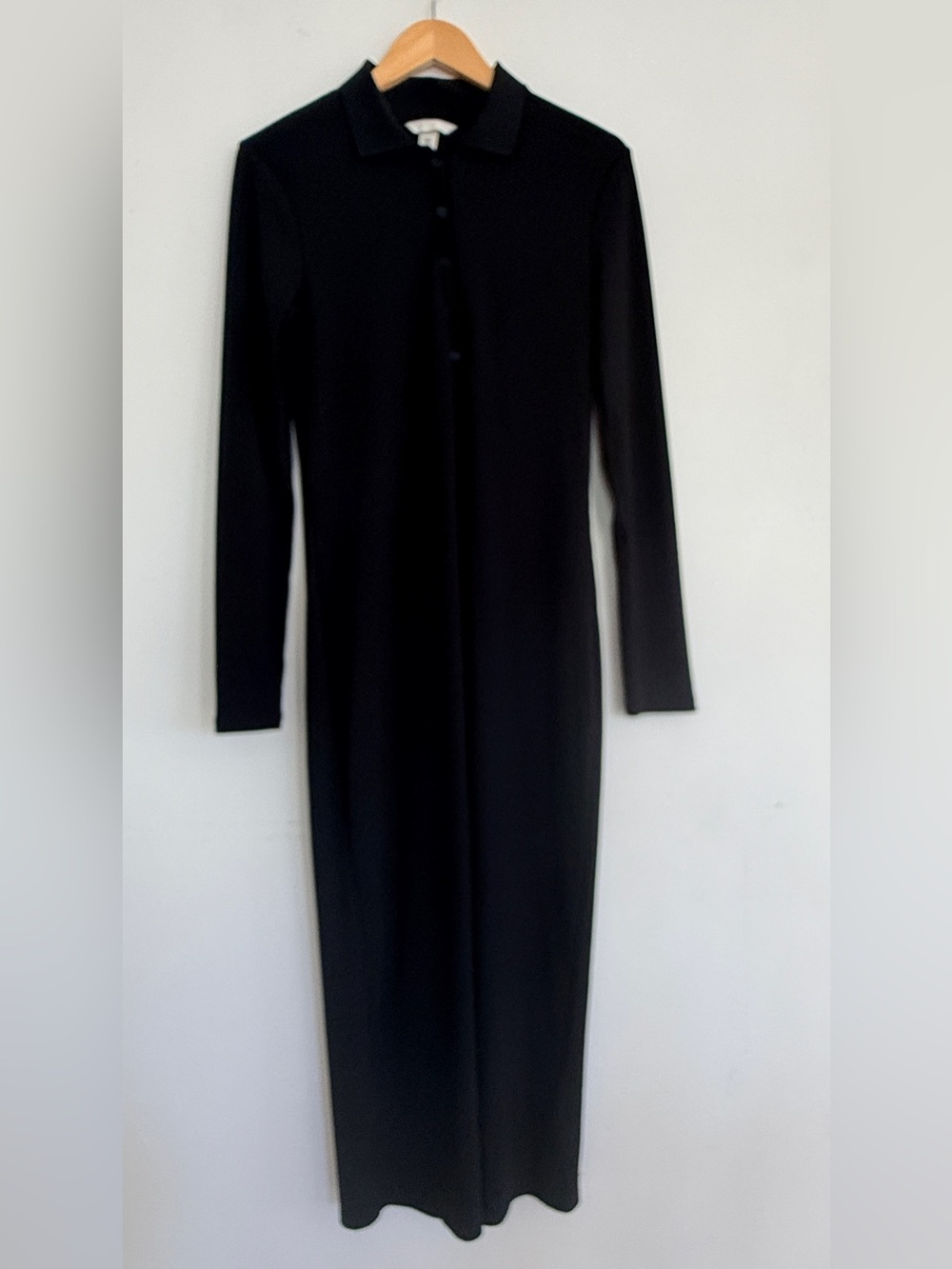 H&M Ribbed Polo Maxi Dress Black Size M